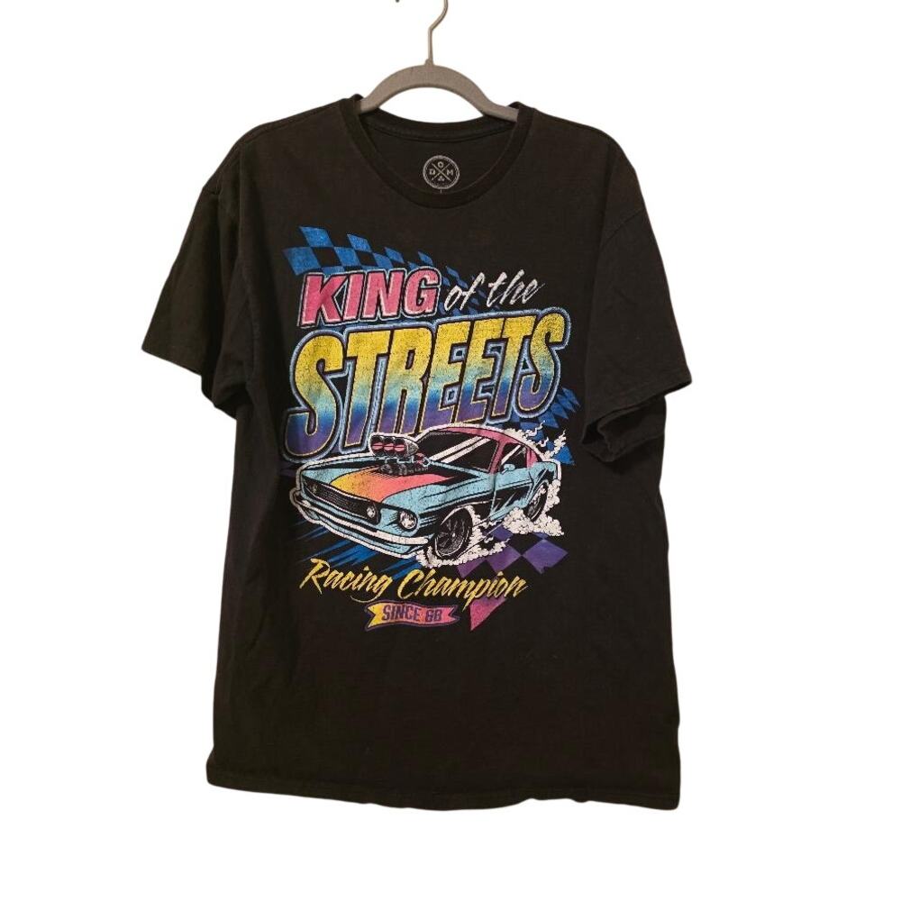 D/M Mens L King of the Streets Racing Champion Graphic T Shirt Car Tee